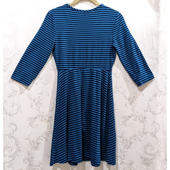 Vintage Y2K Striped Scoop Neck Elbow Sleeve Mini Dress S Stretch Grunge Emo Alt - Picture 2 of 4